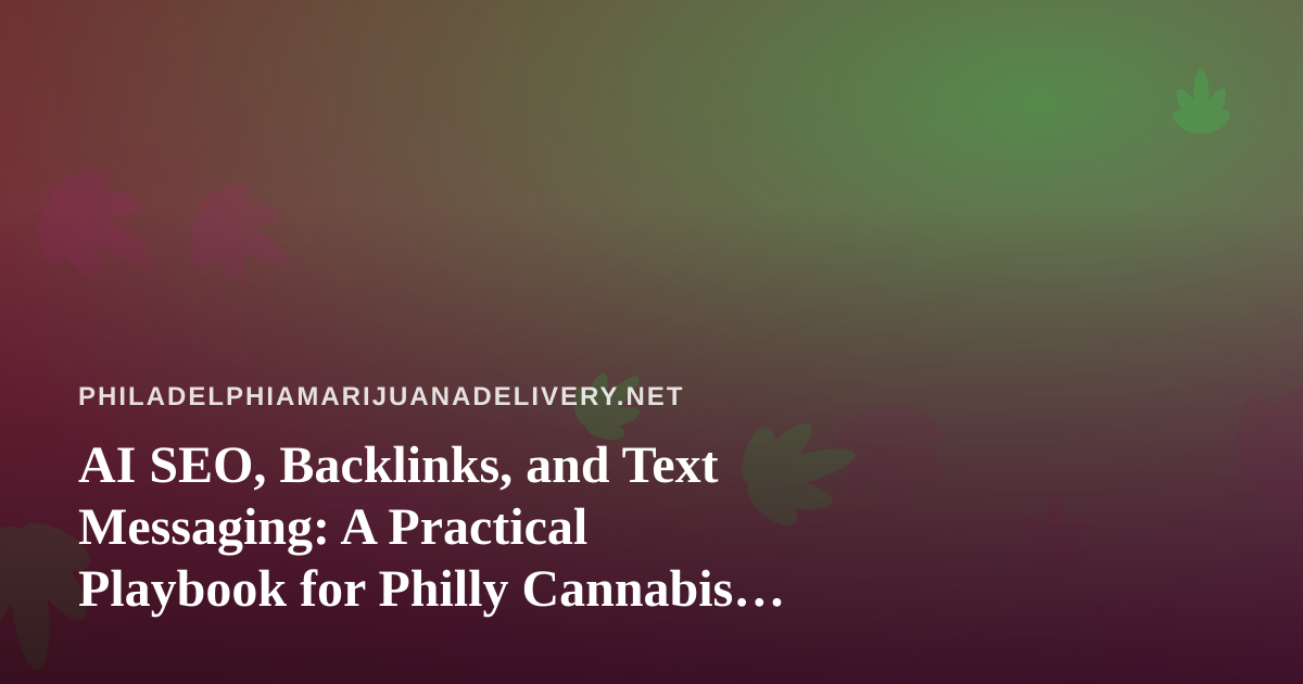 AI SEO, Backlinks, and Text Messaging: A Practical Playbook for Philly Cannabis Delivery Sites
