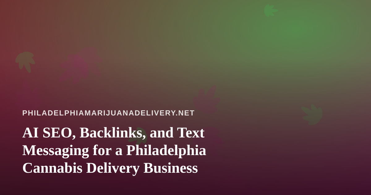 AI SEO, Backlinks, and Text Messaging for a Philadelphia Cannabis Delivery Business